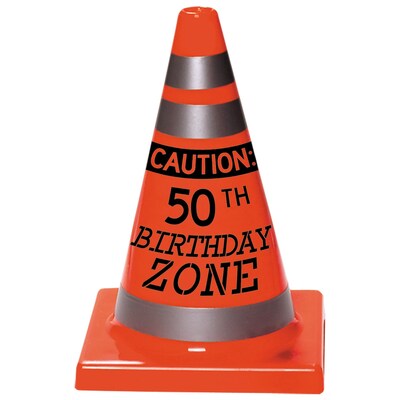 Party City 50th Birthday Plastic Safety Cone Decoration, Orange (AM210681-NS)