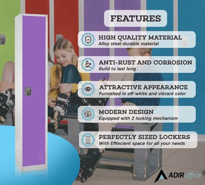 AdirOffice 72'' Single Tier Purple Storage Locker (629-201-PUR)