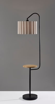 Adesso Caldwell 62H Black Floor Lamp with Beige Linen Shade (4229-01)