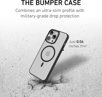 PEEL Bumper Series MagSafe Phone Case for iPhone 15 Pro Max Case, Shock Absorbing, Black (I15 PROMAX