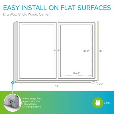 Ghent Cork Enclosed Bulletin Board, Satin Frame, 3'H x 4'W (PA23648K)