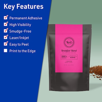 Avery Rectangle Laser/Inkjet Multipurpose Labels, 11 x 4.25, Neon Magenta (160/Box)