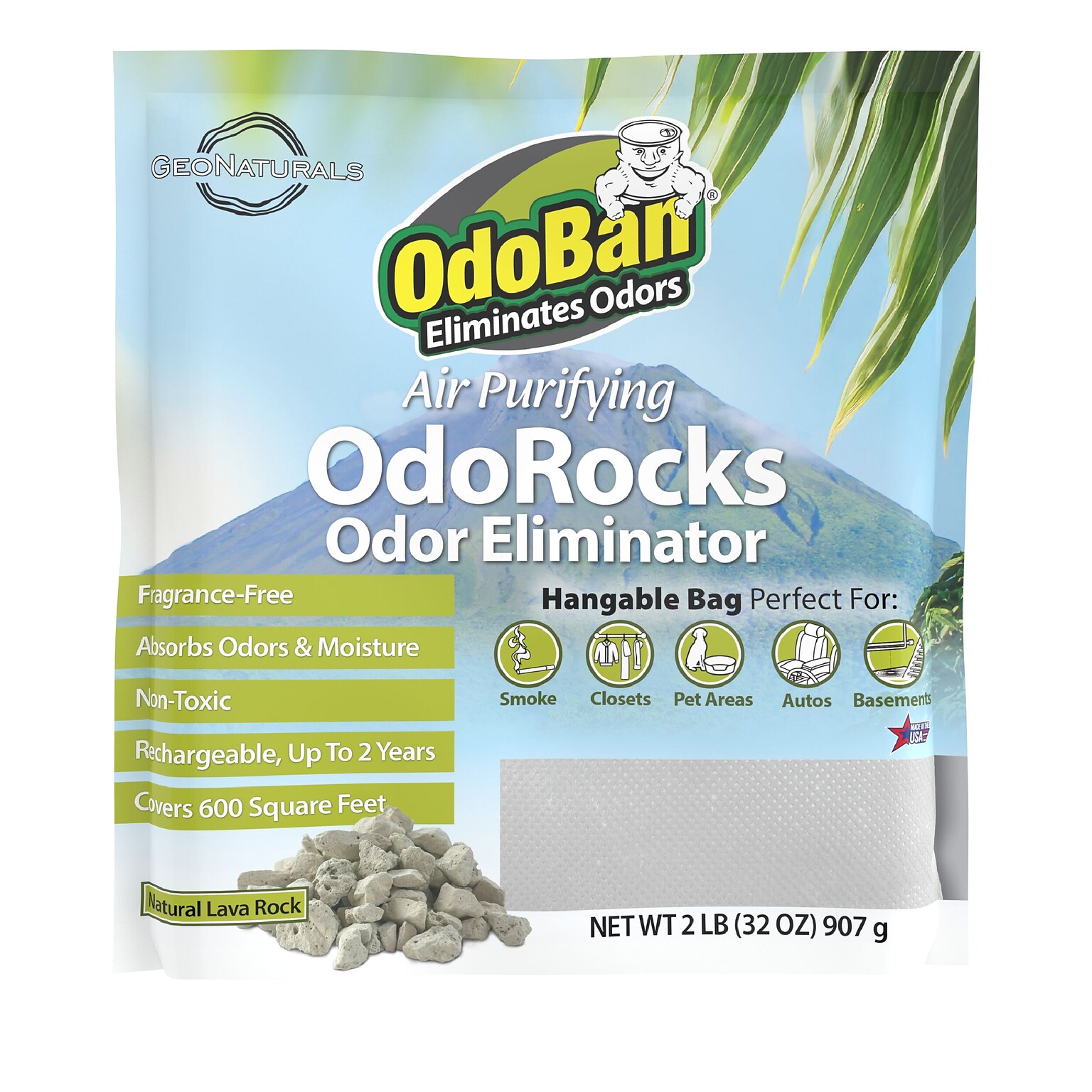 OdoBan Air Purifying OdoRocks Deodorizer Solid, 32 oz. (979561-2P)