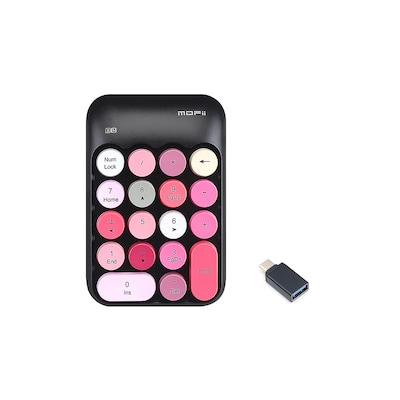 SaharaCase Retro Numeric Keypad Wireless Ergonomic Number Pad, Black/Pink (KB28)