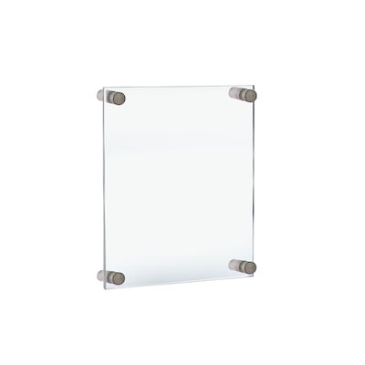Azar  8.5 x 11 Floating Frame Sign Holder, Wall Mounted, Vertical/Horizontal, Front Loading, Silver Acrylic (105514)