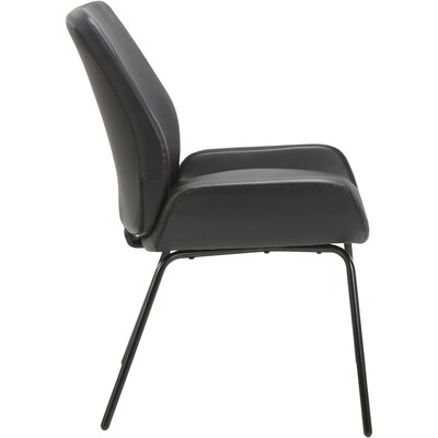 Lorell U-Shaped Bonded Leather Guest Chair with Powder-Coated Legs, Black (LLR68574)