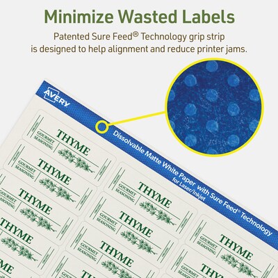 Avery Dissolvable Rectangle Multipurpose Labels, 1" x 2-5/8", Off-white, 150/Pack (94200)