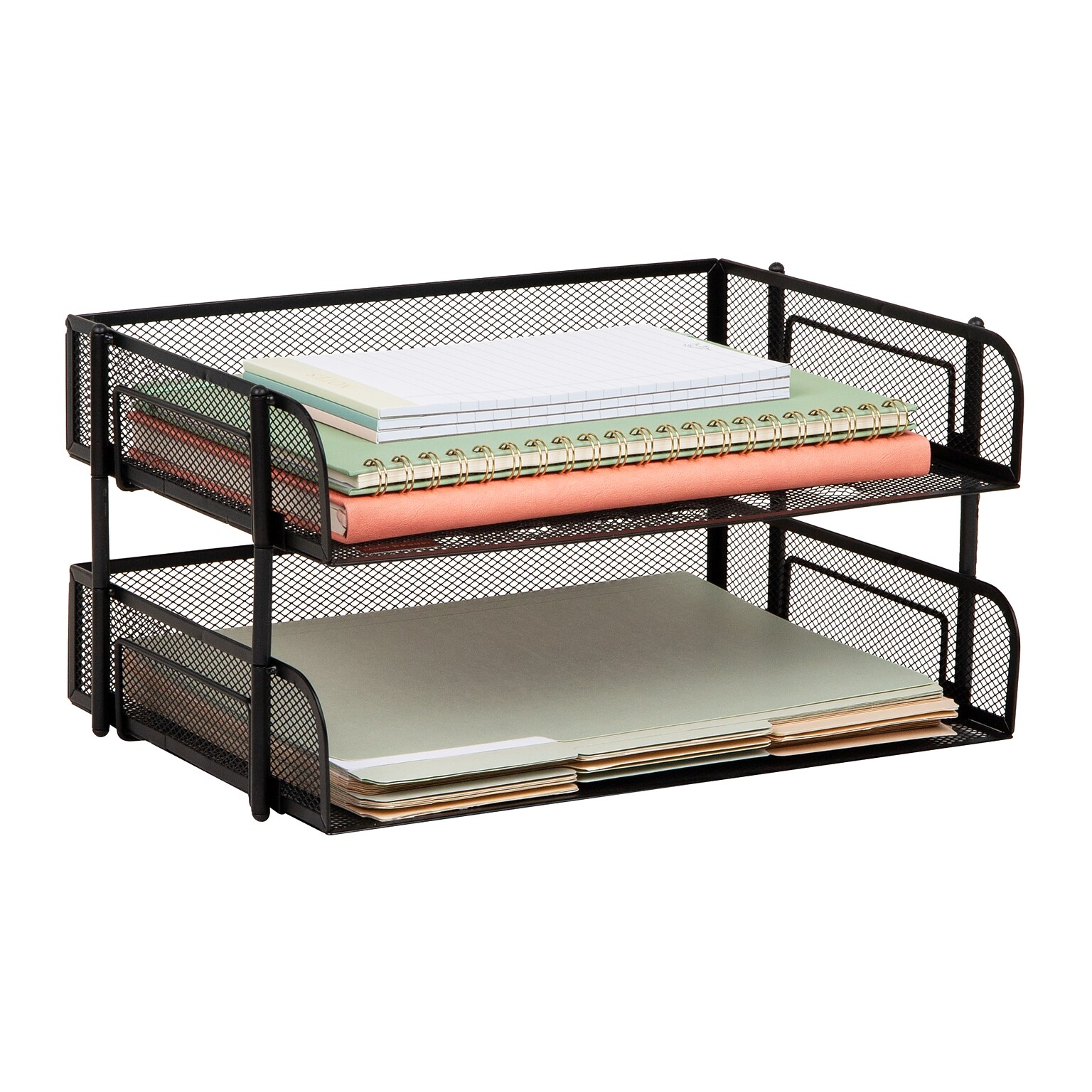 Mind Reader Metal Side Loading Stackable Letter Tray, Letter Size, Black (ESTACK2-BLK)