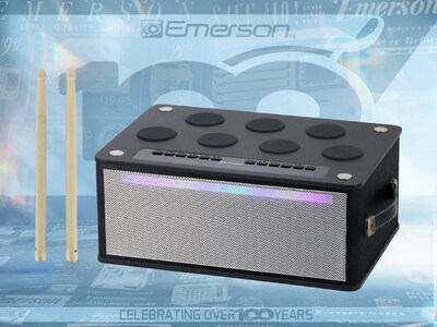 Emerson Bluetooth Party Speaker with Digital Drum Pads, Black (EDS-1000-BK)