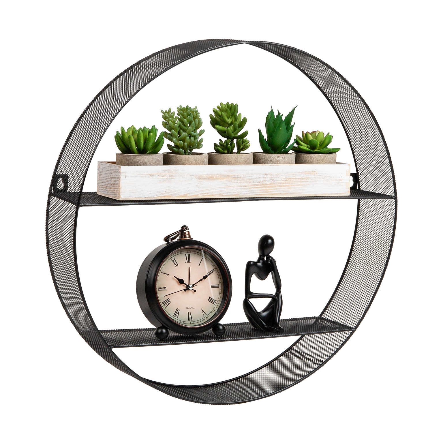 Mind Reader 2-Shelf Metal Wall Decor Circular Floating Shelves, 18 x 4 x 18, Black (WALLCIR-BLK)