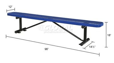 Global Industrial 8' Outdoor Steel Flat Bench, Expanded Metal, Blue (277157BL)