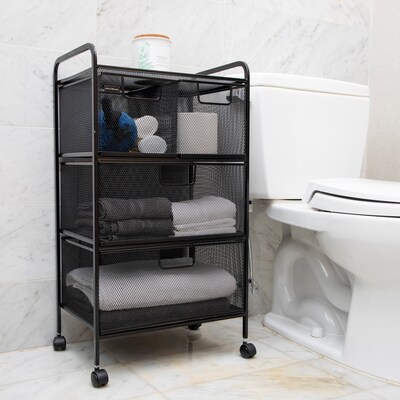 Mind Reader 4-Drawer Multipurpose Utility Cart with Wheels, Metal, Black (4DRMESH-BLK)