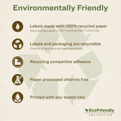Avery EcoFriendly Laser/Inkjet Shipping Labels, 3-1/3" x 4", White, 600 Labels/Box (48464)