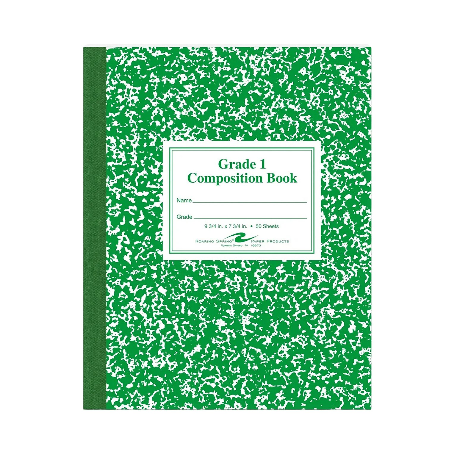 Roaring Spring Paper Products Composition Notebooks, 7.75 x 9.75, Wide Ruled, 50 Sheets, Green (ROA77920)