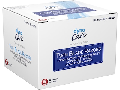 Dynarex Twin-Blade Razor, Blue, 50/Pack, 6 Packs/Carton (4250)