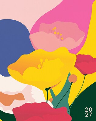 2027 Willow Creek Bold Botanicals 7.5 x 9.5 Monthly Desk Calendar, Assorted Colors (65723)