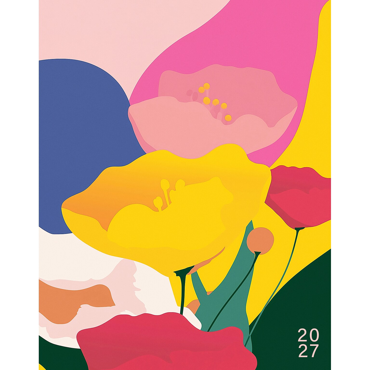 2027 Willow Creek Bold Botanicals 7.5 x 9.5 Monthly Desk Calendar, Assorted Colors (65723)