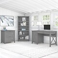 Bush Furniture Key West 54W Computer Desk with Lateral File Cabinet and Bookcase, Cape Cod Gray (KW