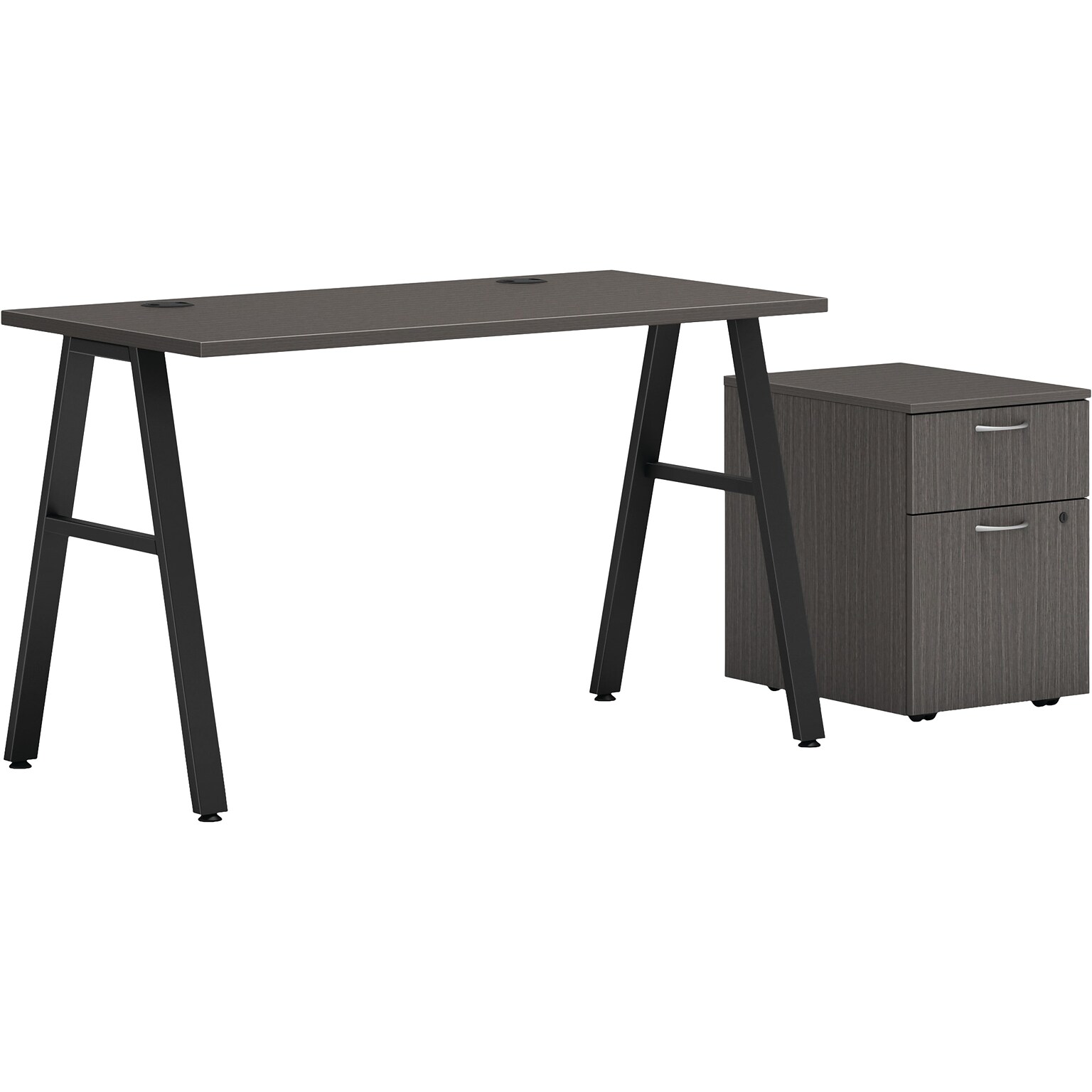 HON Mod 48W Table Desk with Mobile Storage, Slate Teak (HLPL4824BFLS1ALEGBLK)