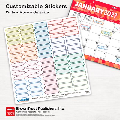 2027 BrownTrout Large Print 15.5" x 11" Monthly Desk Pad Calendar, Assorted Colors (9798330713752)