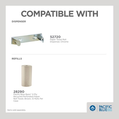 Pacific Blue Basic Recycled Paper Towels, 2-ply, 250 Sheets/Roll, 12 Rolls/Carton (28290)