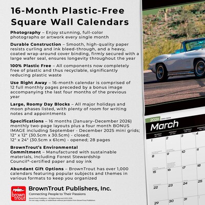 2026 BrownTrout Corvette 12" x 12" Monthly Wall Calendar (9798330701728)