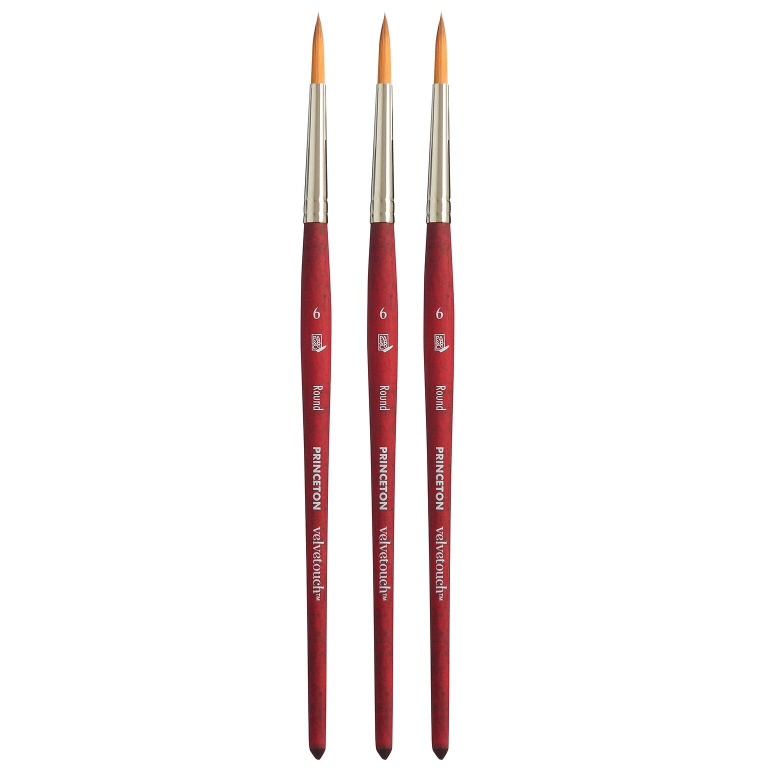 Princeton Velvetouch Short Handle Mixed Media Synthetic Round Brush, 3/Pack (PBXP3950R6-3)