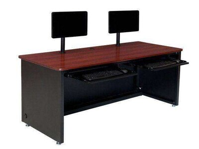 VersaDesk 72"W Enclosed Versa Classroom Desk, Cherry/Black (CD7230-BC)