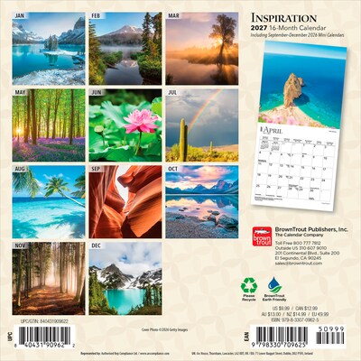 2027 BrownTrout Inspiration 7 x 7 Monthly Wall Calendar (9798330709625)
