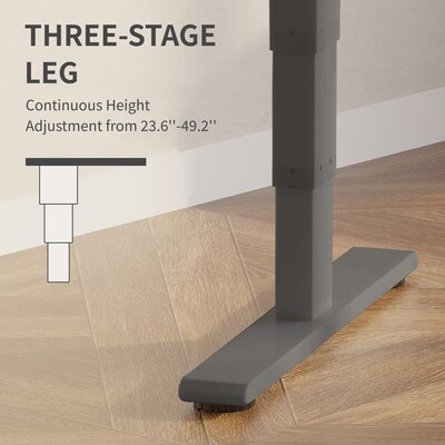 FlexiSpot ET362 55"W Electric Adjustable Standing Desk, White/Grey (4S-S09010089)