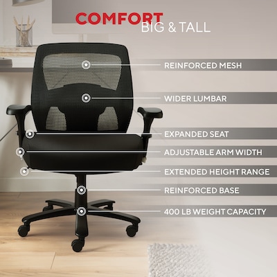 Quill Brand® Driscott Mesh Back Fabric Managers Big & Tall Chair, Black (28354)