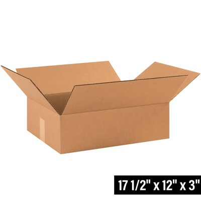 17.5 x 12 x 3 Shipping Boxes, 32 ECT, 25/Bundle (17123)