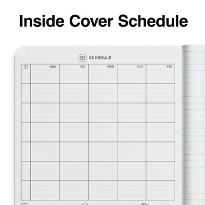 Staples Composition Notebook, 7.5" x 9.75", Graph Ruled, 80 Sheets, Red/White (ST55069)