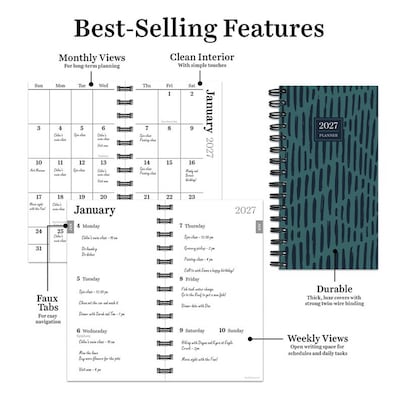 2027 TF Publishing Blue Streak 3.5" x 6.5"  Weekly & Monthly Standard Planner, Paperboard Cover, Multicolored (27-7500)