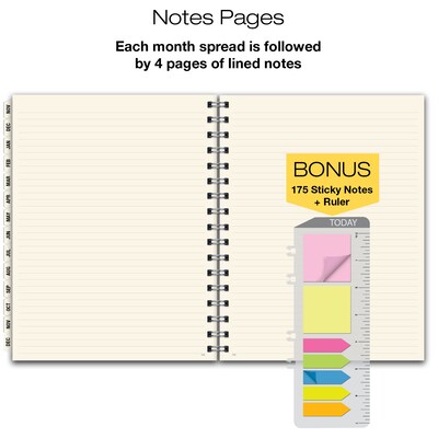 2027 Excello Brands Essential 8.5" x 11" Monthly Planner, Paperboard Cover, Multicolored (NRY27-ESN811-F5)