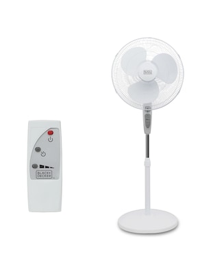 Black & Decker 18 Oscillating Pedestal Fan with Remote, 3-Speed, White (BDSF18MW)