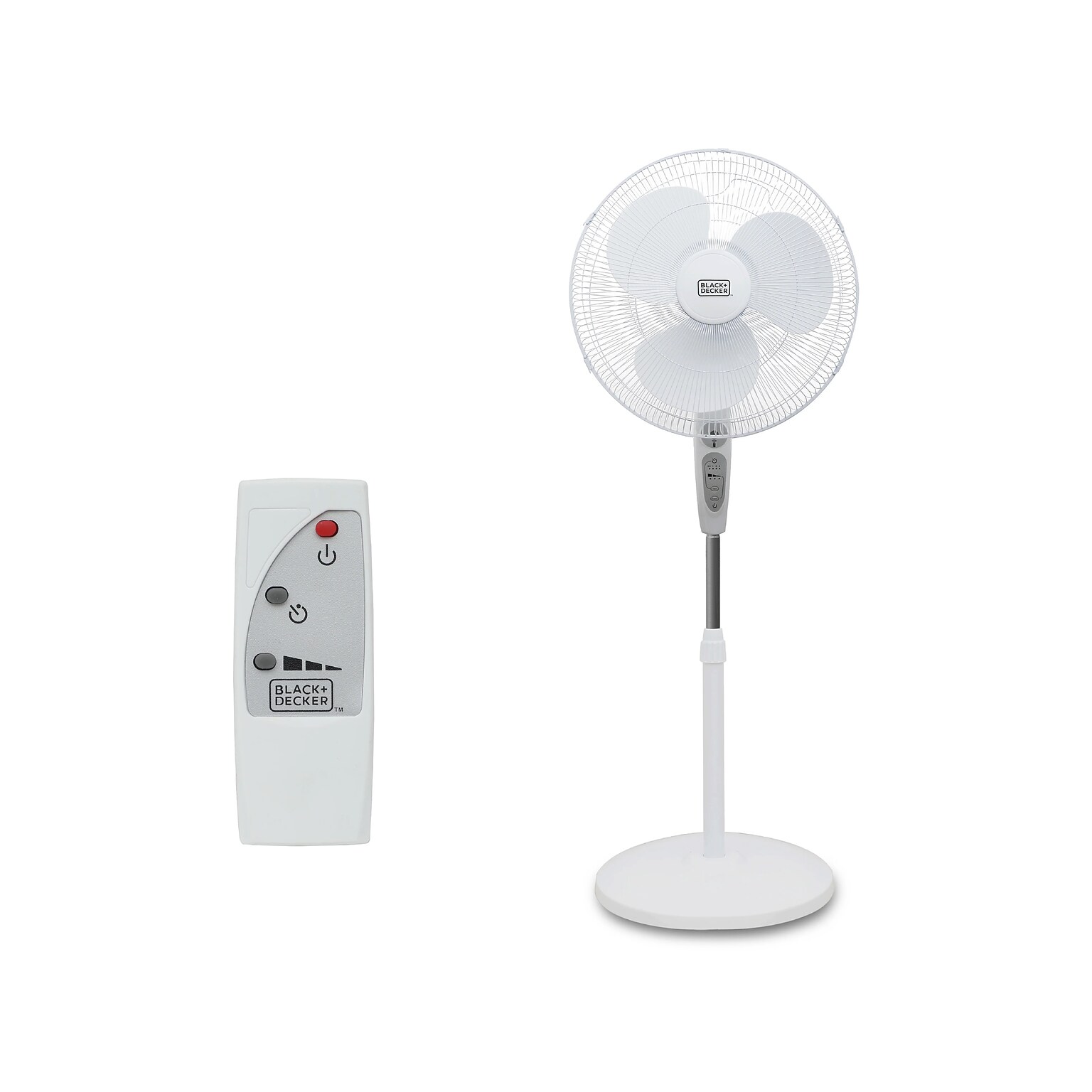 Black & Decker 18 Oscillating Pedestal Fan with Remote, 3-Speed, White (BDSF18MW)