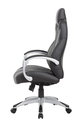 Boss Office Products Ergonomic Vinyl Swivel Executive Chair, Black/Grey (B8871-BKGY)