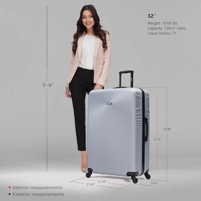 DUKAP Inception 33.86" Hardside Suitcase, 4-Wheeled Spinner, TSA Checkpoint Friendly, Silver (DKINC00XL-SIL)