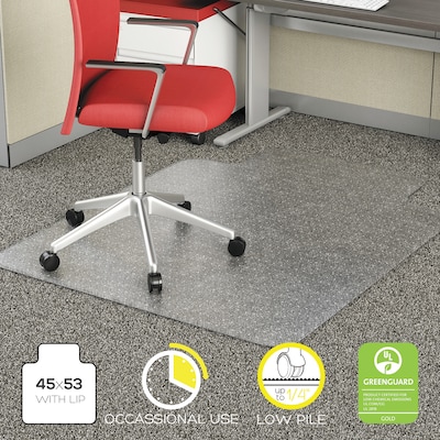 Alera Carpet Chair Mat with Lip, 45 x 53, Low-Pile, Clear (ALEMAT4553CFPL)