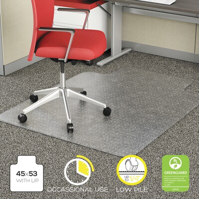 Alera Carpet Chair Mat with Lip, 45" x 53'', Low-Pile, Clear (ALEMAT4553CFPL)