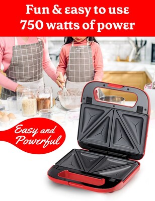 Betty Crocker 3-in-1 Sandwich, Panini Grill and Waffle Maker Plus, Red (BC-4965R)
