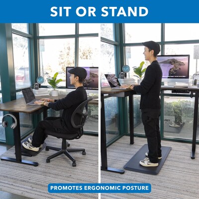 Mount-It! 63W Electric L-Shaped Corner Adjustable Standing Desk, Rustic Brown/Black (MI-15010)