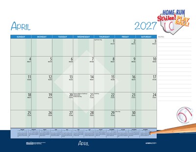 2027 House of Doolittle Seasonal Holiday 22" x 17" Monthly Desk Pad Calendar (139-27)