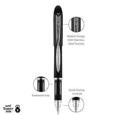 uni Jetstream Ballpoint Pens, Medium Point, 1.0mm, Black Ink, Dozen (33921)
