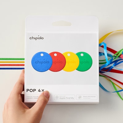 Chipolo POP Bluetooth Tracker, Assorted Colors, 4/Pack (RWS.0000009)