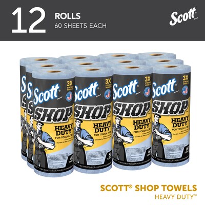 Scott Shop Towels Heavy Duty Nylon Towels, Blue, 55 Sheets/Roll, 12 Rolls/Carton (32992)