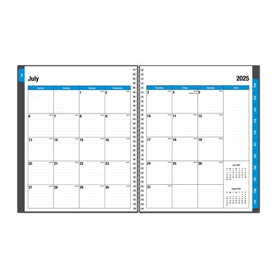 2025-2026 Blue Sky Collegiate 8.5" x 11" Academic Year Weekly & Monthly Planner, Plastic Cover, Gray (100135-A26)