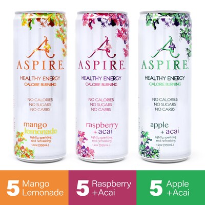 Aspire Sugar-Free Energy Drink Variety Pack, 12 oz., 15/Box (46)