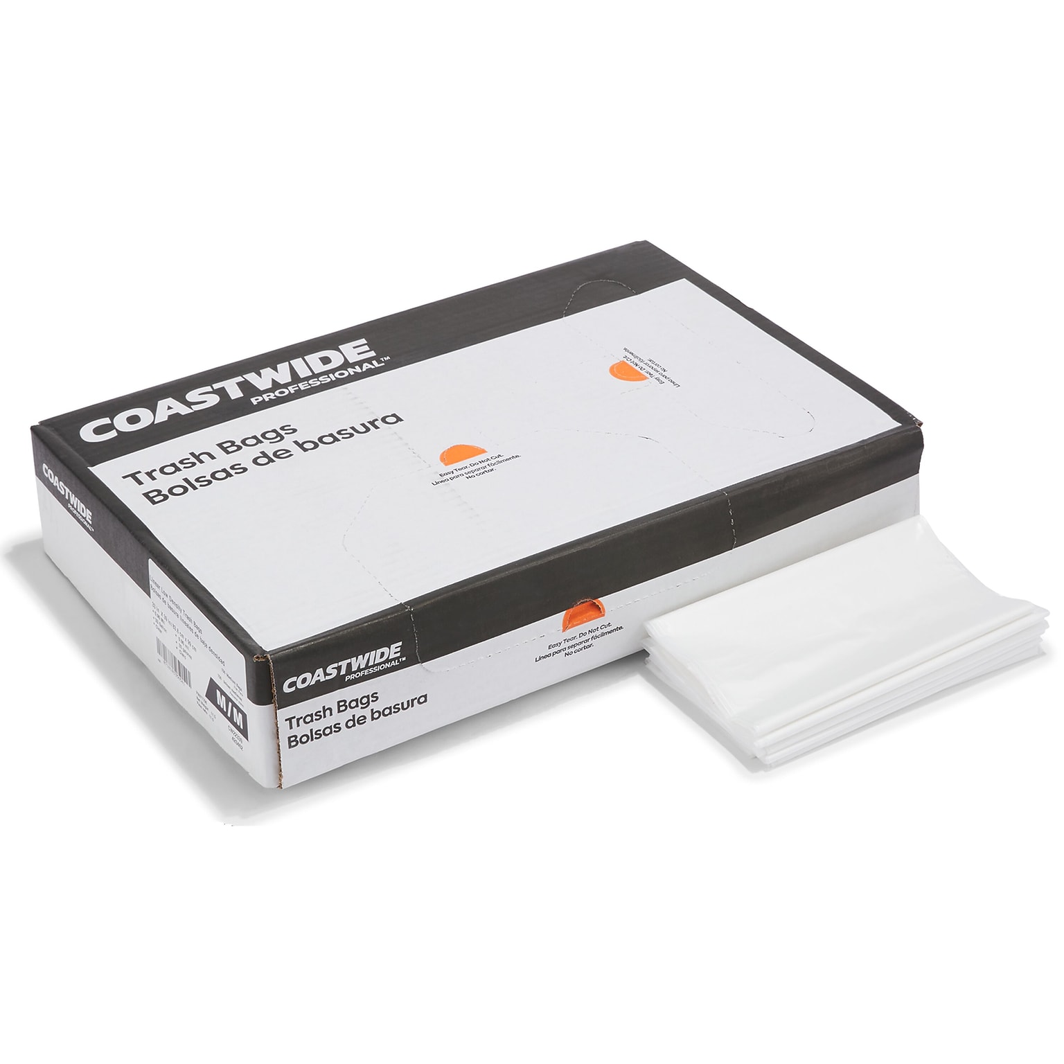 Coastwide Professional™ 30-33 Gallon Trash Bag, 33 x 39, Low Density, 0.9 mil, Clear, 150 Bags/Box (CW22339)